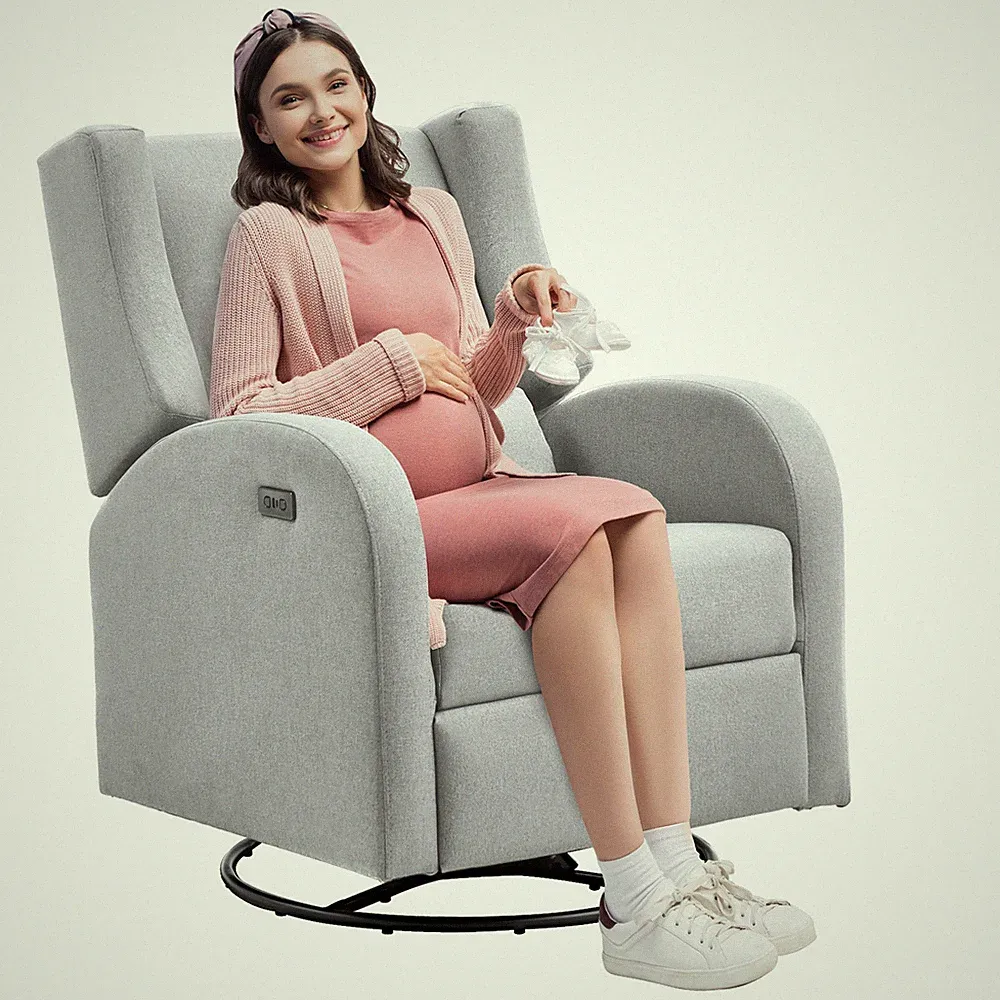 Electronic Power Recliner and Swivel Glider Adjustable Angle Light Gray