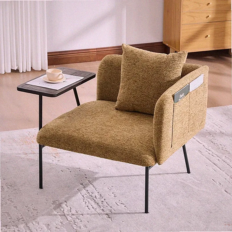 Leisure Lounge Chair with Rotating Small Table and Back Pillow Modern Accent Cha