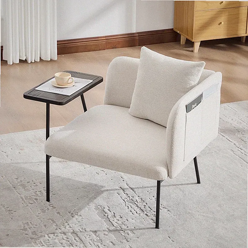Leisure Lounge Chair with Rotating Small Table Back Pillow Modern Accent Sofa