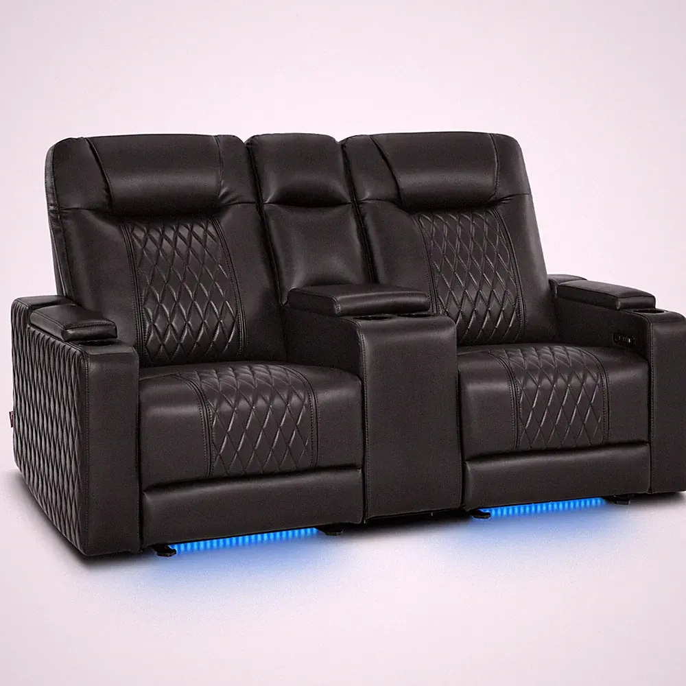 Lovupet Power Recliner Loveseat Sofa with Adjustable Headrests & Console HTS886