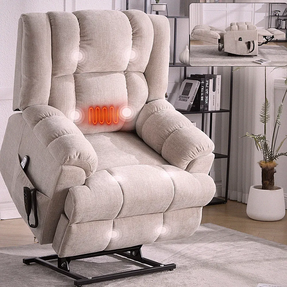 Power Lift Recliner Chair for Elderly Heat Massage Vibration Reclining Sofa