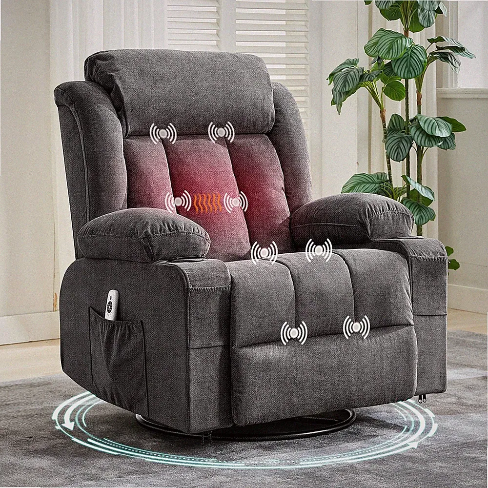 Rocking Recliner Chair for Nursery Glider Recliner with Cup Holder Swivel Roc...