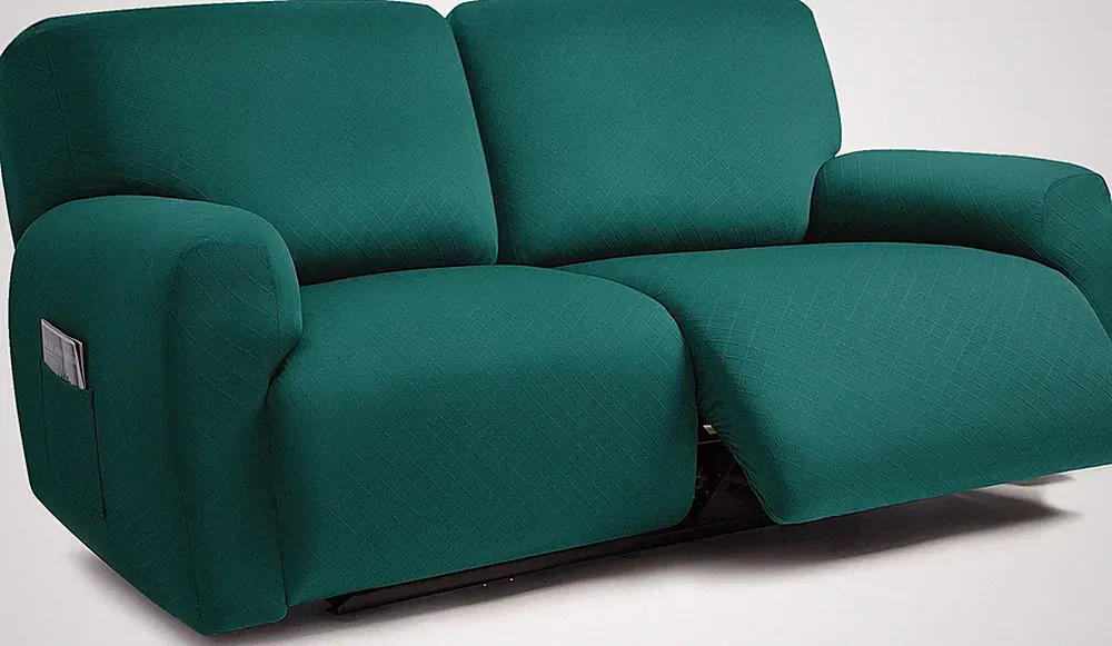 Squared Jacquard Design Extra Wide 75 - 100, Reclining 2 Seater Sofa, Extra W...