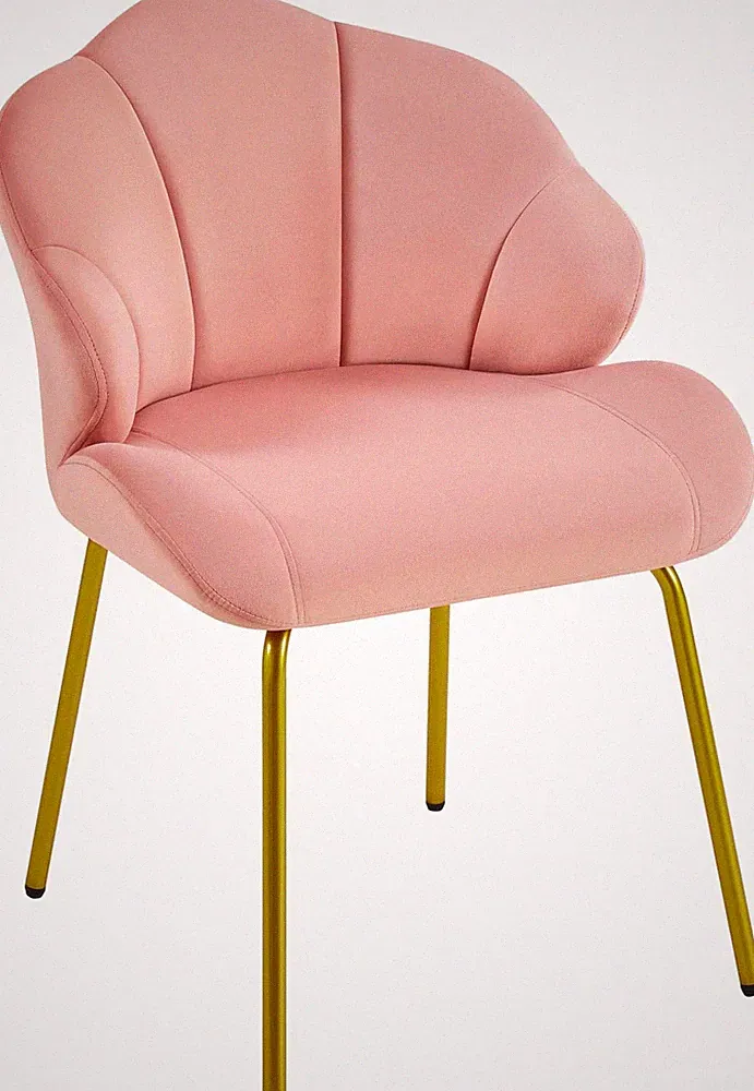 Vanity Chair, Velvet Accent Chair with Shell-Shaped Backrest, Modern Armchair wi